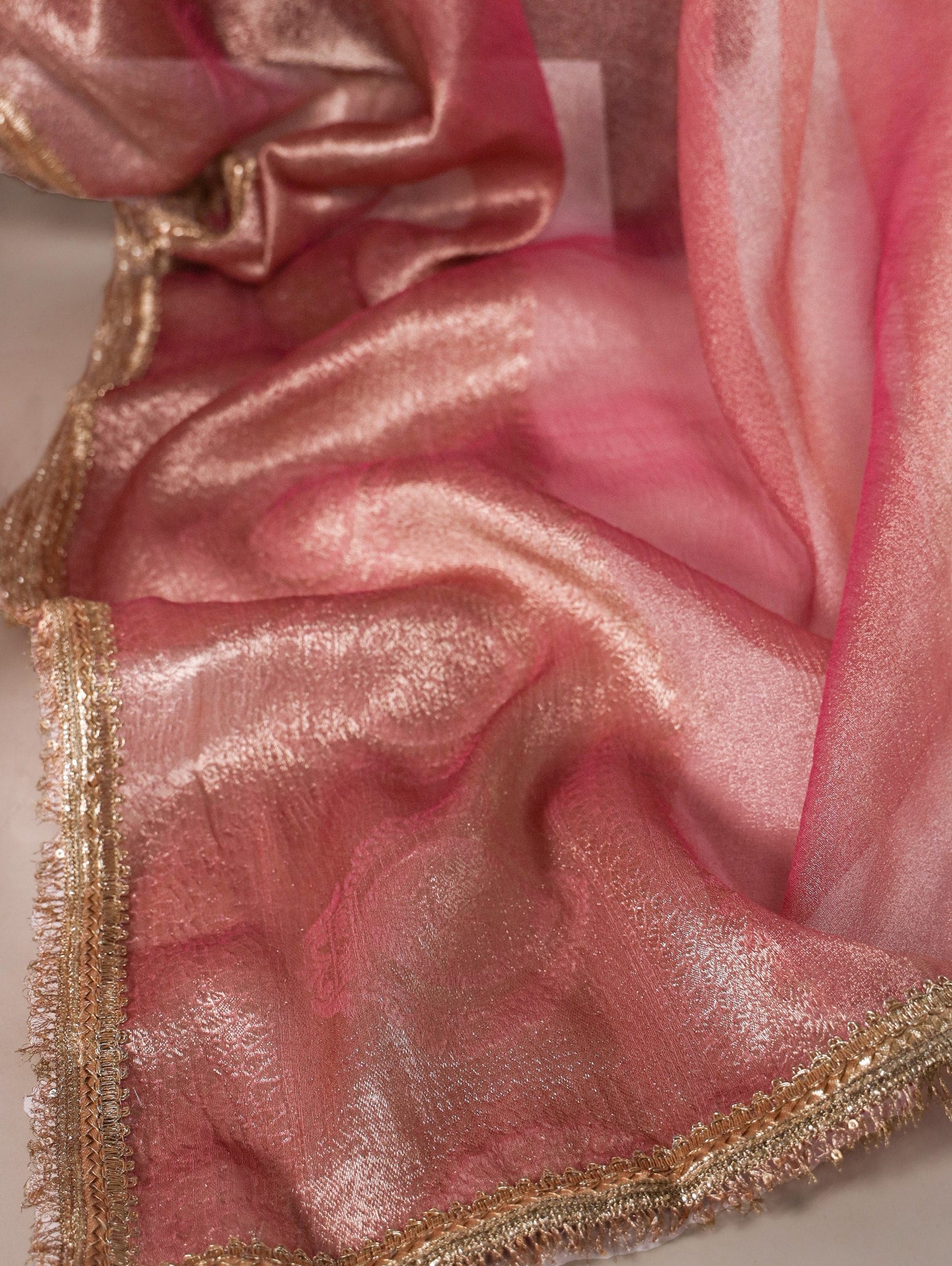 Bollywood Style Fabric Heavy Zari Border Tissue Saree