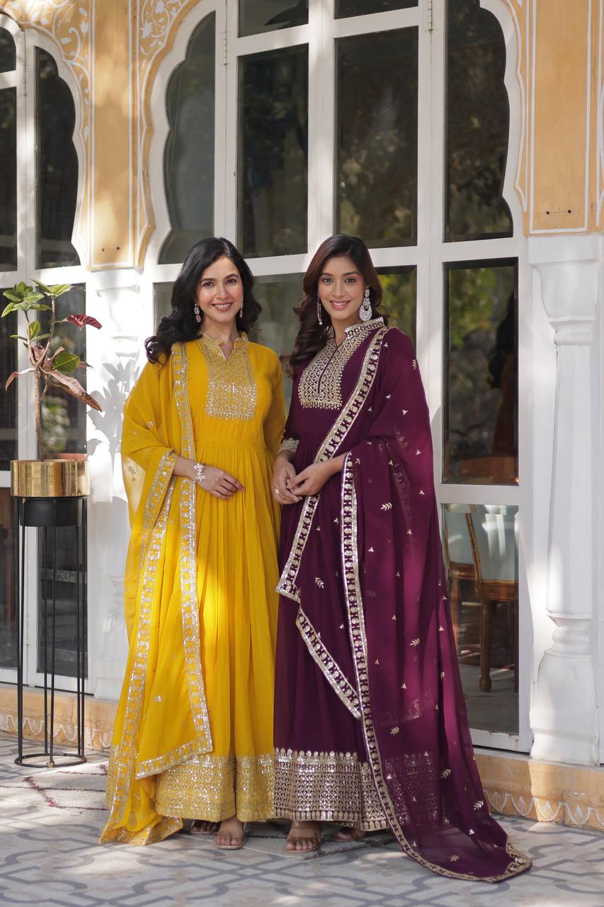 Quiet Luxury Georgette Sequence Work Gown