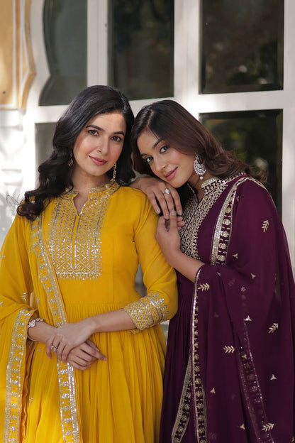 Quiet Luxury Georgette Sequence Work Gown