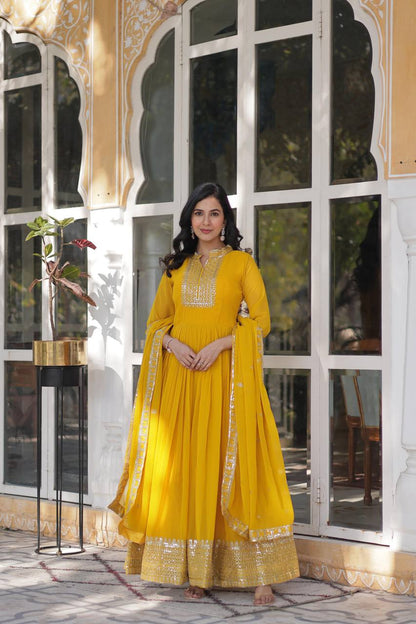 Quiet Luxury Georgette Sequence Work Gown