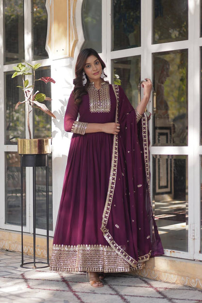 Quiet Luxury Georgette Sequence Work Gown