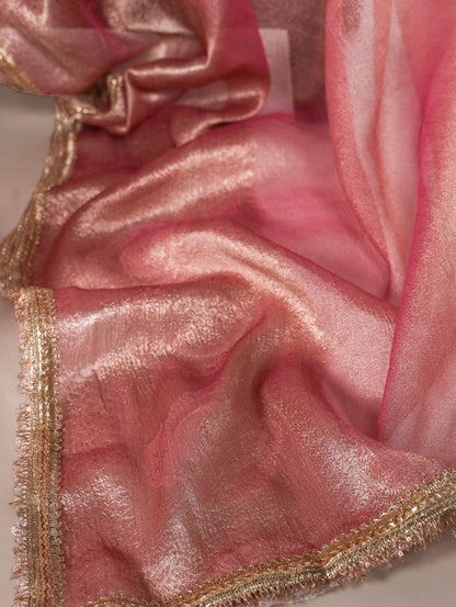 Bollywood Style Fabric Heavy Zari Border Tissue Saree