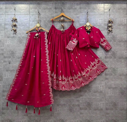 chinon silk chaniya choli with sequance work