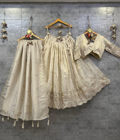 chinon silk chaniya choli with sequance work