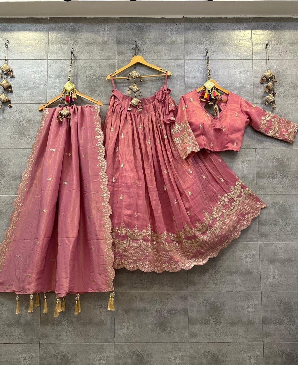 chinon silk chaniya choli with sequance work