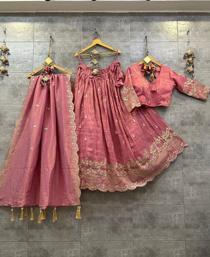 chinon silk chaniya choli with sequance work